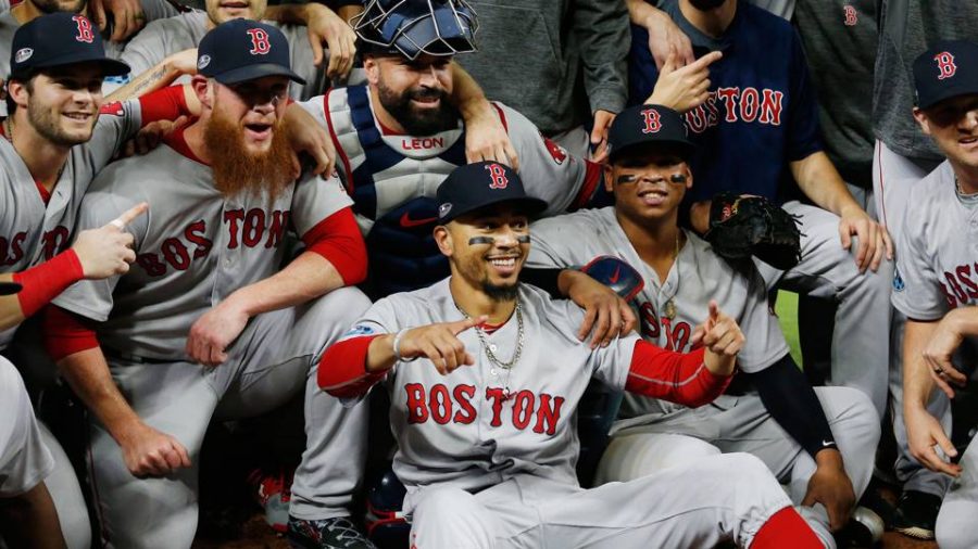 The+2018+Boston+Red+Sox+celebrate+a+strong+work+ethic%2C+teamwork%2C+and+an+unbeatable+streak+that+everyone+saw+coming.++%28Photo+courtesy+Sporting+News%29