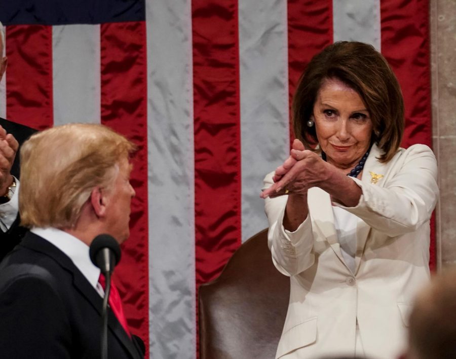 The players are all here:  Speaker of the House Nancy Pelosi “congratulates” president Donald Trump on his decision to shut down the government.