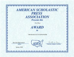 Bear Facts Take First Place in American Scholastic Press Association Awards