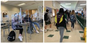 Brewster’s doors opened wide after Spring Break, combining cohorts and increasing in-person attendance. Changes in the building included plexiglass barriers, traffic patterns, and increased energy. 