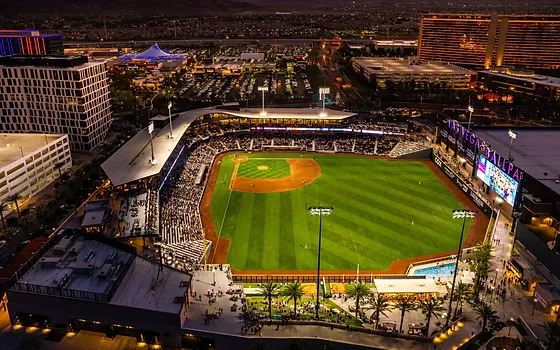 An aerial view of the Las Vegas Aviator’s stadium, Las Vegas Ballpark (Credit Las Vegas Ballpark)