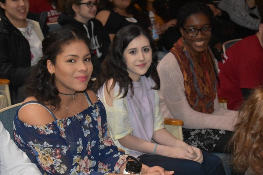 Editors Noelle Castro, Emma Castellano, and Valerie Simpri absorb the wisdom of professionals at the Byram Hils Journalism Conference.