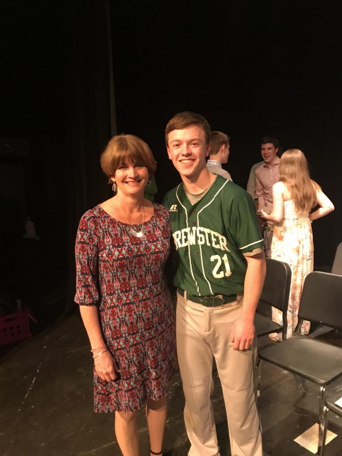 Ms.+Jeannine+Wool+and+senior+Brendan+Brooks+at+the+NHS+induction+ceremony.