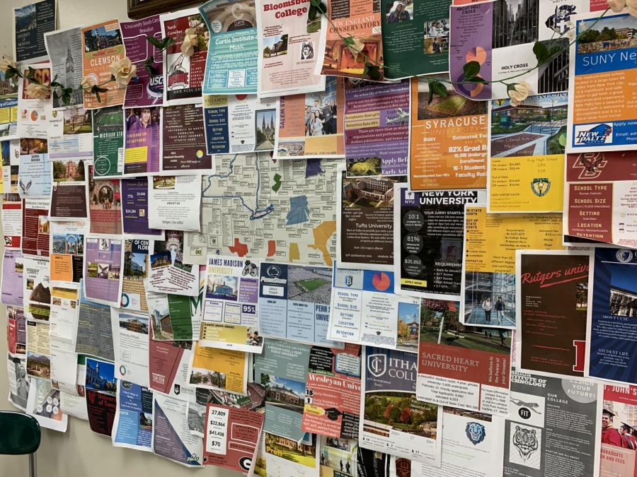A collection of student-made college fliers indicates where everyone’s thoughts are during this time.