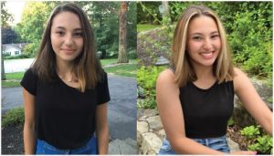 No, you’re not seeing double. Left, the author as a freshman (on the first day of school). Right - just a few days ago, a comparison to show how much she’s grown and how quickly time has passed.