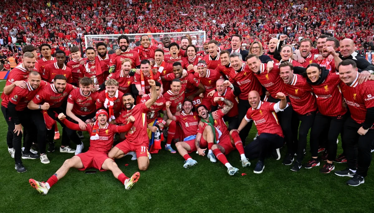 Above, Liverpool celebrates their Premier League victory. 
(Photo courtesy premierleague.com)