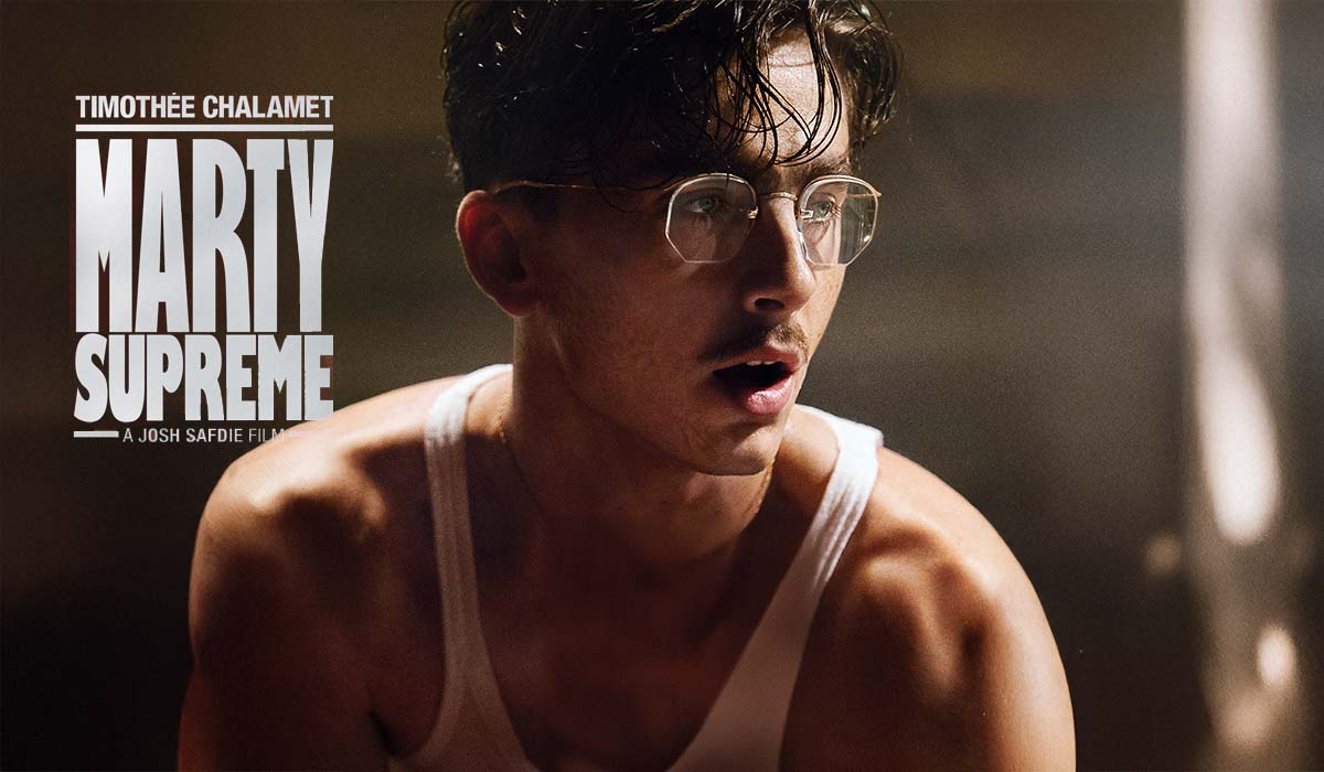 Timothée Chalamet in his latest movie “Marty Supreme.” (Photo courtesy A24)